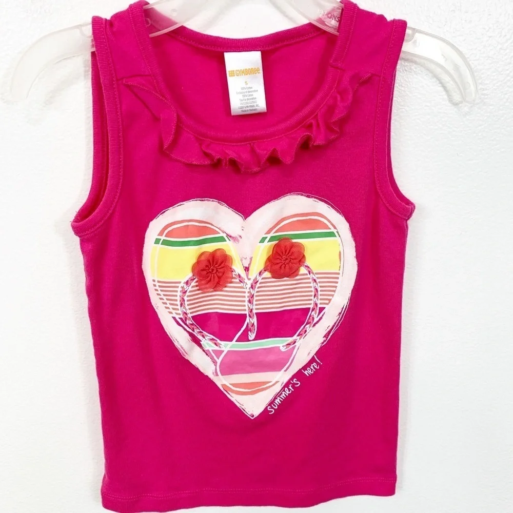 Girls Gymboree Pink Flip Flop Graphic Pink Top